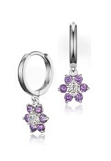 very nice silver purple cubic zirconia baby birthstone earrings